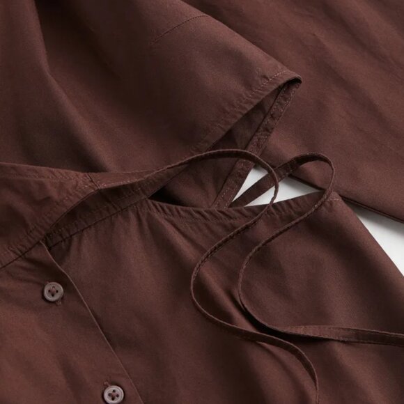 Brown Cotton Poplin Dress - Picture 2 of 4